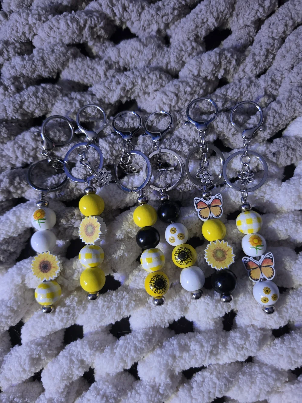 Handmade Sunflower Beaded Keychains